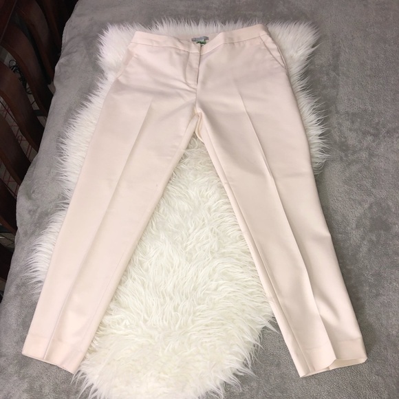 H&M Stretch Ivory Ankle Flat Front Pants Sz 8 - Picture 6 of 9